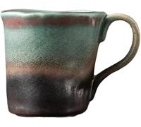 200ml Small Ceramic Coffee Mug With Handle, Handmade Novelty Vintage Tea Cup Latte Mugs Multicolored Reactive Glaze Rustic Stoneware Teacups For Office And Home, Blue