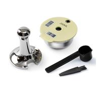 200ML Stainless Steel Tas simo Reusable Coffee Pod, BENFUCHEN Tas simo Refillable Pod for Bosch Coffee Machine, Refillable Tas simo Pod with Stainless Steel Coffee Tamper, Off-White Color