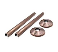 200mm Antique Copper Retro Fit Snap On Plastic/Alloy Radiator Sleeve Cover & Collar Sets Pair for 15mm Pipe