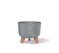 (200mm, concrete) Round Concrete Look Planter Flower Pot Indoor Outdoor Garden Decor With Legs