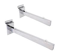 200mm Glass Shelf Brackets for Slatwall - with Suction Pads for Glass (2xBracket)