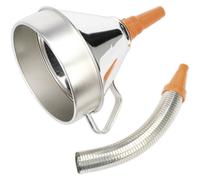 200mm Metal Funnel with Brass Filter - Flexi Spout - Pouring Handle - High Rim