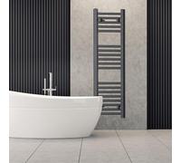 200mm Wide Narrow Small Black Heated Towel Rail Straight Flat Bathroom Warmer Radiator Rack Central Heating Turkish Zone (200mm Wide x 1000mm High)