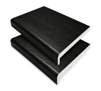 200mm Wide x 2m Long Windows4You Black Ash uPVC Capping Board in nd Caps - Woodgrain Fascia, Roofline & Soffit Cover Trim - Low-Maintenance PVC - 2 Pack