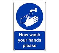 200mmx300mm Now Wash Your Hands Please Catering Sign Rigid Plastic