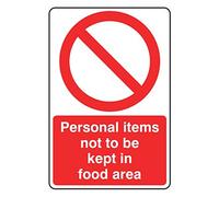 200mmx300mm Personal Items Not To Be Kept in Food Area Catering Sign Sticker Self Adhesive
