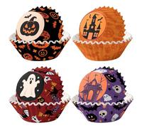 200P Halloween Cupcake Cases,Standard Cupcake Liners,Muffin Liners Baking Cups,4 Styles Wrappers Paper Halloween Cake Decorations for Trick or Treat Theme Party Supplies