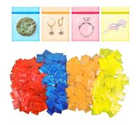 200pcs 1"x1" 4 Mil Mini Plastic Bags, Colored Transparent Small Zip Lock Bags Resealable Colorful Clear Tiny Zipper Bags Pouches All Purpose Storage Bags for Jewelry, Snack, Beads, Bolts, Pills