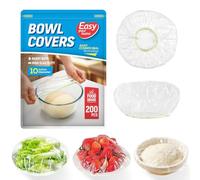 200PCS 10Inch Bowl Covers Reusable, Food Cover Dish Covers, Elastic Stretch Food Storage Lids, BPA-Free Plastic Wrap for Sourdough Proofing Meal Prep Fresh Keeping