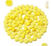 200Pcs 10mm Yellow Lemon Polymer Clay Beads, Fruit Charm Spacer Beads for Jewelry Making, Necklace, Earring and Bracelet DIY Craft Supplies, Jewelry Kits and Theme Accessories, Fruit Beads