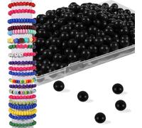 200Pcs 12mm Silicone Beads Bulk for Keychain Making, Round Silicone Focal Beads for Pens Bracelet Necklace (Black)