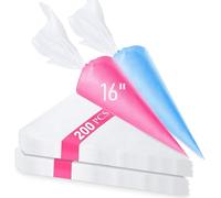 200Pcs 16 Inch Piping Bags Disposable, Durable Extra Large Pastry Bags for Cake Decorating, Bulk Piping bag, Pipping bags for Baking and Icing