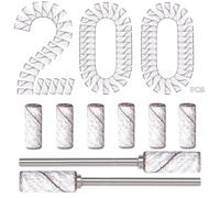 200pcs 240 Grit Small Sanding Bands for Nail Drill with 2pcs 3/32’’ Upgrade Mandrels Bits, Mini Sanding Bands for Nail Drill for Manicure Nail Salon and Nail Enthusiasts Use, White