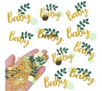 200pcs 3cm Green Leaf Circle Baby Shower Confetti Decorative Table Scatter Confetti Durable and Convenient Safe Perfect for Baby Showers Gender Reveal Jungle Birthday Parties