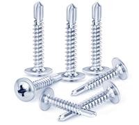 200pcs 4.2x25 mm Self Tapping Screws Self Drilling Screws Wafer Blue Zinc for Metal Sheets Roofing Windows, Etc
