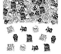 200Pcs 40th Birthday Confetti Gothic Death to My Thirties Decorations Black Rip 30s Skull Tombstone Table Decorations for Women Men 40th Birthday Party Supplies (Black)