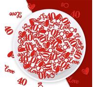 200pcs 40th Wedding Anniversary Glitter Confetti, Red 40th Happy Anniversary Confetti Table Decoration Ruby Wedding Celebration Decor DIY Craft Party Decorations