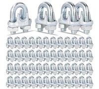 200PCS 5/16" M8 Zinc-Plated Wire Rope Clamps - Heavy Duty U-Bolt Cable Clips (Silver)