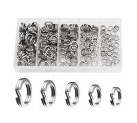 200pcs 5 Size Fishing Split Ring 9mm 8mm 7mm 6mm 5mm Fishing Hook Lure Ring Connector Stainless Double Ring Clip