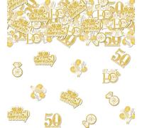 200pcs 50th Wedding Anniversary Confetti, Gold Glitter Happy 50th Anniversary Confetti Table Decoration 6 patterns Double Sides Wedding Commemorate Decoration DIY Craft Party Decorations