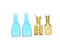 200Pcs 6.3mm Wire Connectors Crimp Terminals Female Male Spade With Red Blue Insulating Sleeves(200pcs 6.3BFM brass)