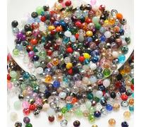 200PCS 6mm Crystal Glass Beads, Round Faceted Glass Beads, Colorful Assorted Bead for Jewelry Making, DIY Bracelets, Necklaces, Craft Projects, Multicolored Spacer Bead and Crafting (Multi 6MM)