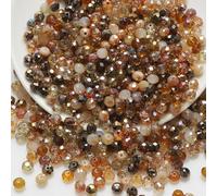 200PCS 6mm Crystal Glass Beads, Round Faceted Glass Beads, Colorful Assorted Bead for Jewelry Making, DIY Bracelets, Necklaces, Craft Projects, Multicolored Spacer Bead and Crafting (Brown 6MM)