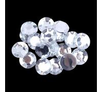 200PCS 8MM Flat Back Sew On Round Beads,Sewing Acrylic Crystal Gems with Holes for Hand-Sewn,Crafts Embellishments