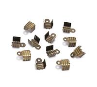 200pcs 8mm Small Cord End Tips Fold Over Clasp Crimp Bead Connector for DIY Jewelry Making Supplies Cord Buckle 4 Sizes 7 Colors (Antique Bronze, 8mm x 11mm)