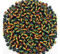 200PCS African Beads for Jewelry Making, Resin Round Striped Beads, Red Yellow Black Green Bead for DIY Crafts Necklace Bracelets
