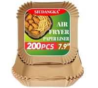200Pcs Air Fryer Liner Disposable Parchment Paper for Ninja Grill AG301 | Non-Stick, Easy Cleanup Cooking Paper for COSORI / Gourmia / PowerXL / InstantPot / Philips Air Fryer, Airfryer Sheets Liners