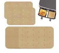 200Pcs Air Fryer Liners Disposable - Large Rectangle Parchment Paper (20.5x14cm) | Non-Stick, Unbleached & Perforated | Compatible with Ninja, Tower, Salter & Most Air Fryers