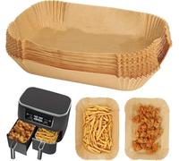 200Pcs Air Fryer Liners for Ninja Dual, Air Fryer AF300UK AF400UK Accessories, Disposable Airfryer Parchment Paper Liners, Compatible with Ninja, Salter, Tower and Other Dual Zone Fryers
