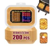 200PCS Air Fryer Liners for Ninja Dual, Air Fryer Parchment Paper Liners for Ninja AF300UK, AF400UK, DZ400UK, Keplin 9L, Salter, Tower and Other Dual Zone Air Fryer