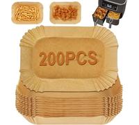 200Pcs Air Fryer Liners for Ninja Dual, Disposable Baking Parchment Paper, Airfryer Accessories, Unbleached Non-Stick Greaseproof, Compatible with Ninja AF300UK AF400UK Tower & Other Dual Zone Fryer