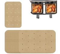 200PCS Air Fryer Paper Liners, Non-Stick Perforated Baking Liners Disposable, Rectangle Cooking Unbleached Dual Parchment Papers Compatible with Ninja AF400UK AF300UK Tower Salter(5.5 x 8 inches)