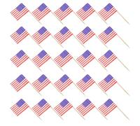 200pcs American Flag Toothpick Picks Paper Cupcake Toppers Bulk Pack | Wood and Paper Construction, Festive Table Accents for Weddings, Parades, Cheese Cubes, Flower Arrangements
