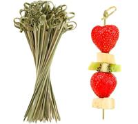 200Pcs Bamboo Cocktail Picks,Natural Bamboo Knot Skewers