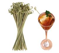200pcs Bamboo Cocktail Picks Toothpicks,Cocktail Sticks,Natural Bamboos Knot Skewer,Mini Food Sticks,Bamboo Skewers,Fancy Tooth Picks for Food Decoration Skewers Cocktail Drinks Fruit Parties (12cm)