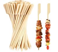 200pcs Bamboo Skewers 18 * 100 & 15 * 100CM, Flat Burgers Sticks Children Kids Wooden Fruits Picks Barbecue Kebabs for Buffets Party Fountain Fondue Stick Holders