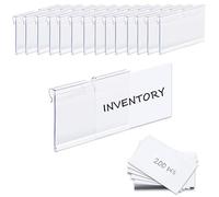 200PCS Basket Bin Labels Clip On,Clear Plastic Wire Shelf Price Tags,Labels for Storage Bins,Merchandise Sign Display Holder, Paper Inserts Included
