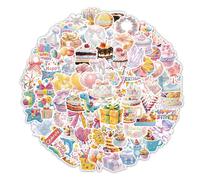 200pcs Birthday Stickers Pack - Waterproof Vinyl Scrapbooking and Gift Wrapping Sticker for Teens and Adults, Party Favour, Card Making and Journal Decoration