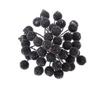 200pcs Black Artificial Frosted Berry Glass Beads for Christmas Decoration - Black