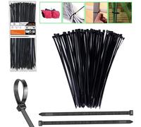 200Pcs Black Cable Ties 250mm x 4.6mm, Heavy Duty Nylon Zip Ties with Secure Self-Locking Mechanism, UV Resistant Multi Purpose Plastic Tie Wraps for Home Office Garden DIY