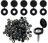 200pcs Black Plastic Screw Covers - Hinged Flip Top Caps with Rubber Dust Washers for M4-M8 Screws - Durable and Protective for Furniture, Cabinets, and DIY Projects