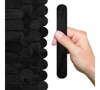 200PCS Black Wood Craft Sticks 6 Inch - 0.66" Width x 6" Length Black Craft Sticks for DIY Jumbo Popsicle Flat Rods Wide Wax Flat Wooden Supplies