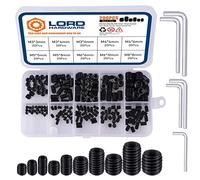 200Pcs Black Zinc Plating Allen Head Socket Hex Set Screw Bolts Assortment Grub Screws Kit Metric M3 M4 M5 M6 M8