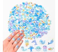 200PCS Blue Tiny Sea Animals for Dollhouse Mini Things for Fairy Garden