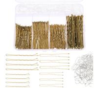 200Pcs Bobby Pins U Shaped Hair Pins Gold Hair Grips with 100 Clear Hair Elastic Bands Hair Pins with Box Invisible Wave Hairgrip Barrette Hairclip Bulk Hairs Accessories(Gold, 5cm/6cm)