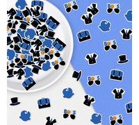 200Pcs Boy Boss Theme Confetti, Blue and Black Baby Shower Confetti Sunglasses Briefcase Suit Elements Table Decorations for Baby Boy Shower Gender Reveal Birthday Party